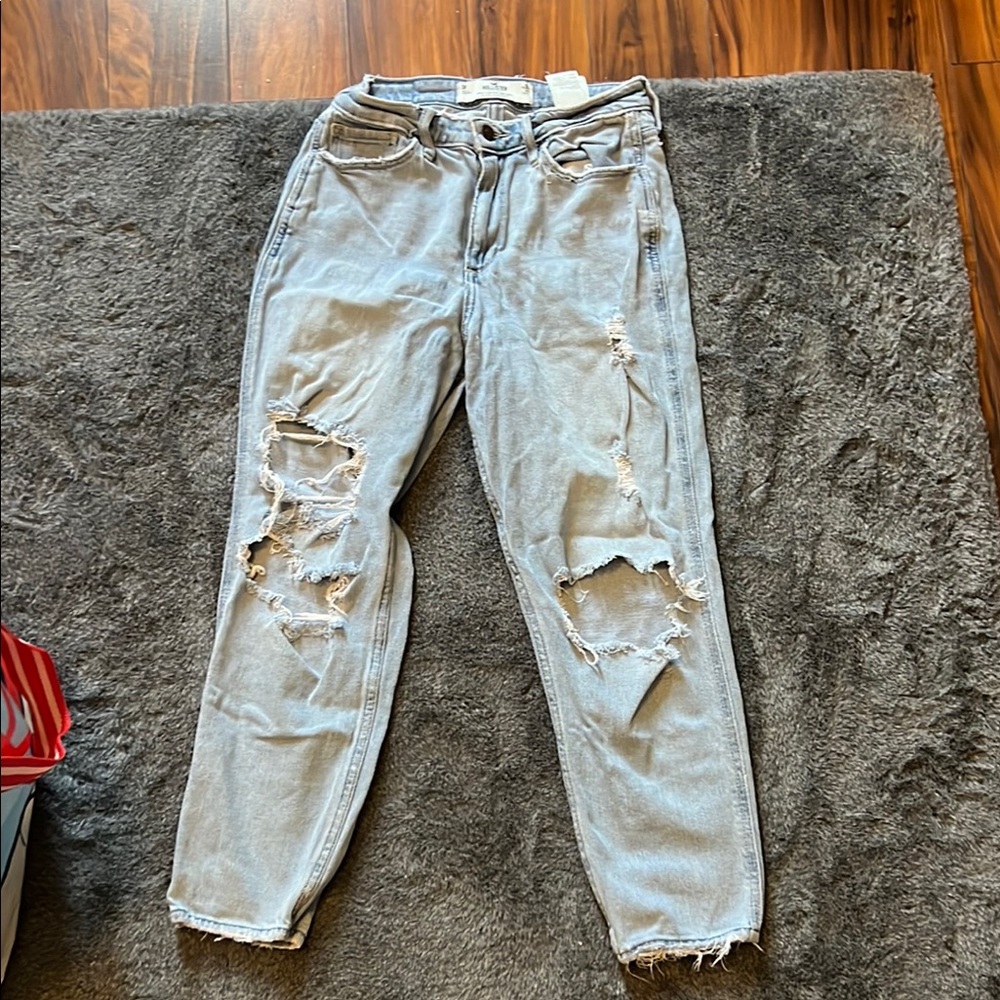 Hollister Blue Boyfriend Jeans Distressed Style